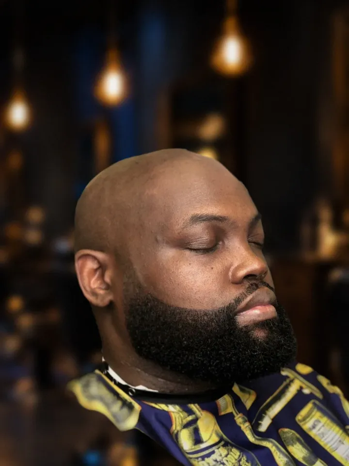 Clean bald + full beard